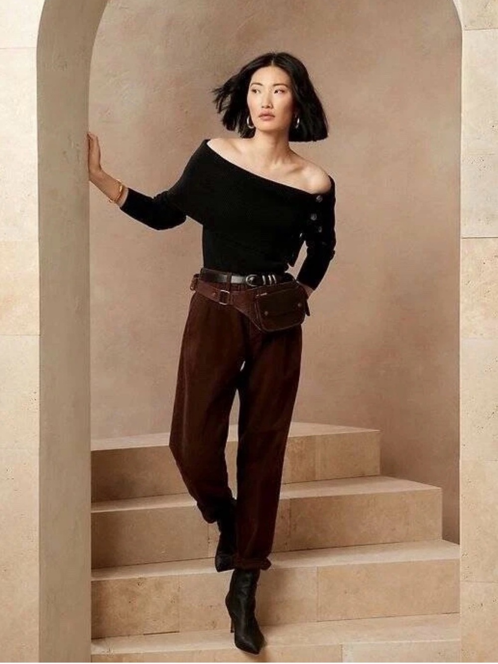 Banana Republic Black Off-Shoulder Sweater
